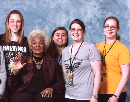 Professor Woodard's Honors Tutorial class with Nichelle Nichols at Bangor Comic and Toy Convention in April.