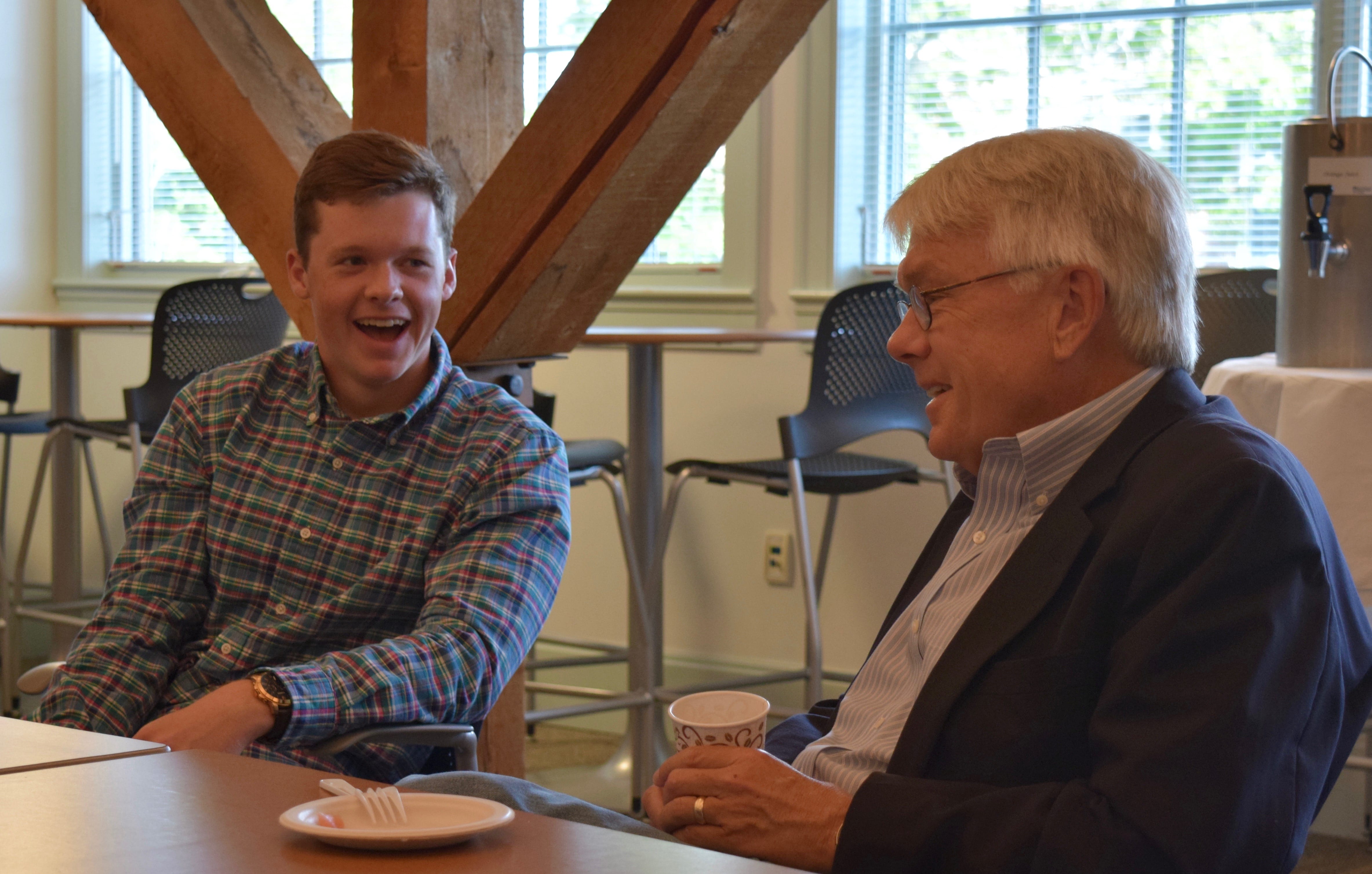 Honors student at breakfast with David L. Greene