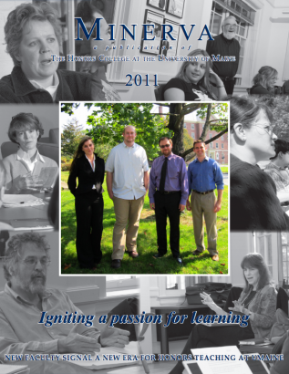 Minerva 2011 Cover image showing a collage of images of many different Honors preceptors in their classes