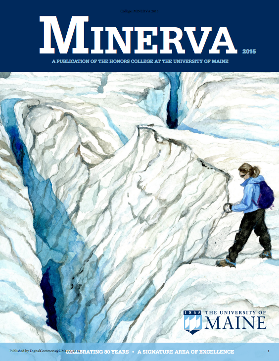 Cover Image of Minerva 2015, showing a painting of the arctic by Honors grad Jill Pelto