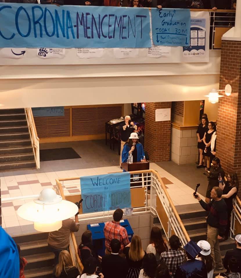 Sophie Palangas addresses the crowd at the 2020 student-lead "Coronamencement"