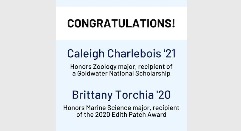 Congrats Caleigh Charlebois '21 and Brittany Torchia '20