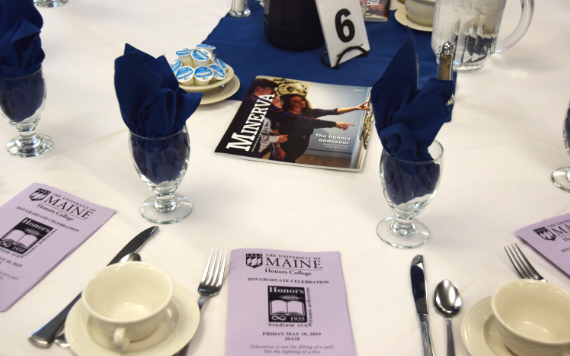 A table setting at the 2019 Honors Celebration event.