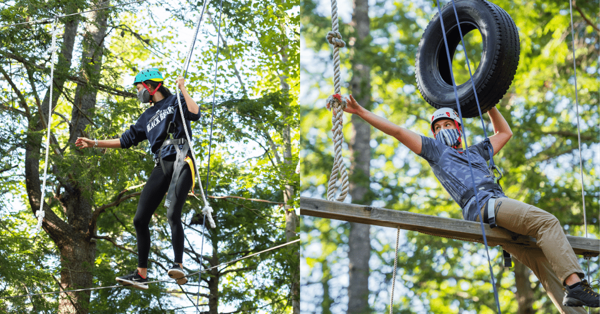 Honors students enjoying the ropes course at UMaine.