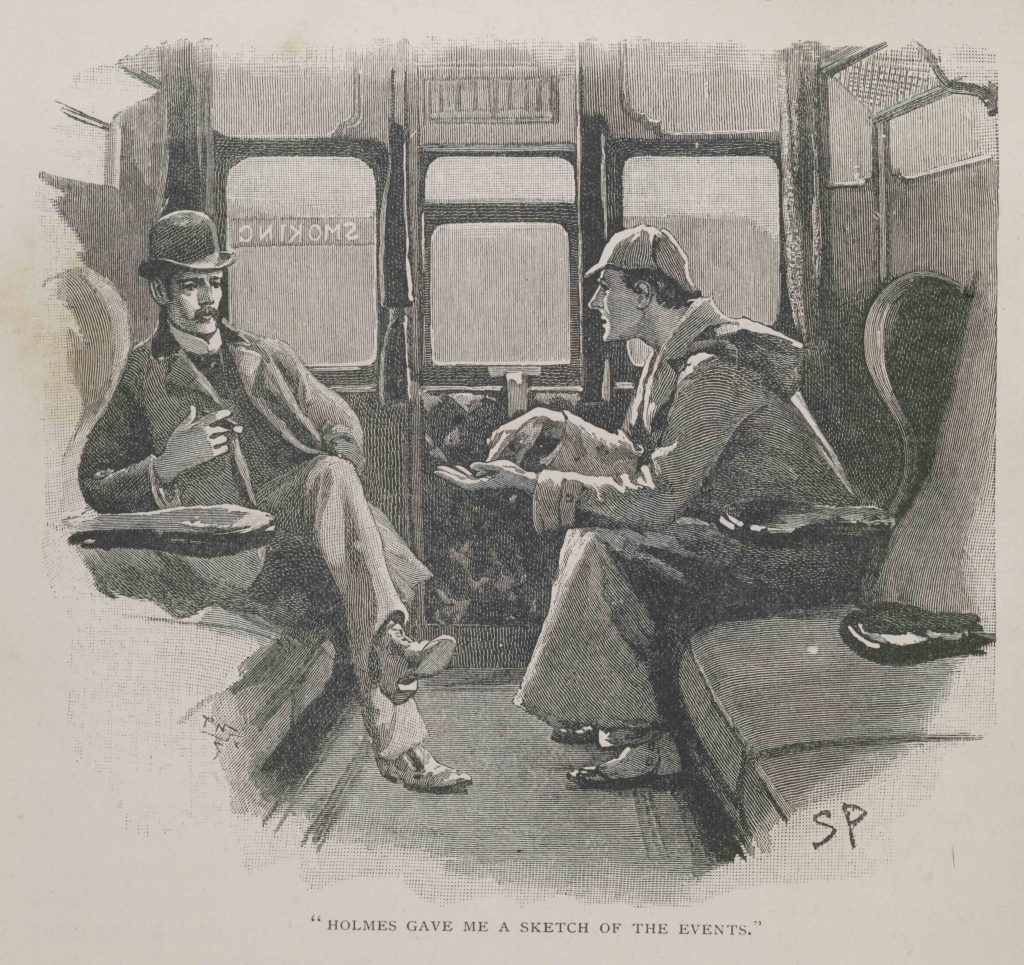 A photo of two detectives on a train
